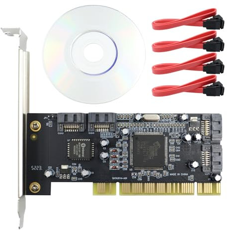 POFET Carte Pci SATA, câble de Carte d'extension de Disque Dur à 4 Ports prenant en Charge Raid 0 Raid 1 Raid 5 Mode Raid 0 + 1 prenant en Charge JBOD avec Connexion