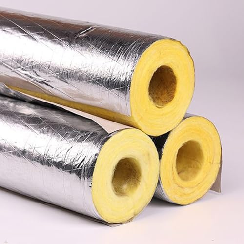 LRHELPBNR Isolation De Conduits De Cheminées, Cylindre en Laine De Roche avec Aluminium, Tuyaux De Poêles, pour Tuyau d'eau De Chauffage,Support De Poignée D'outil(L 1M-89mm/3.5in,50mm)