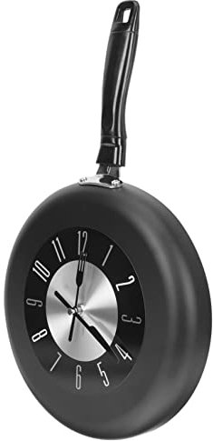 Levemolo Kitchen Cooking Clock Wall Clock Decor Dining Room Wall Clock Hanging Clock Antique Wall Clock Vintage Clock Frying Pan Wall Clock Vintage Wall Clock 3d Clock Black Stainless Steel