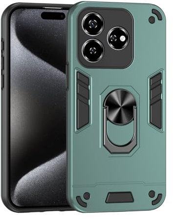 ILING Cover per ZTE Blade V60 Vita, Militare Custodia con Stand Supporto Magnetico Anello a 360° [Supporto Magnetico] Opaca Silicone PC + TPU Bumper Antiurto Case (Verde)