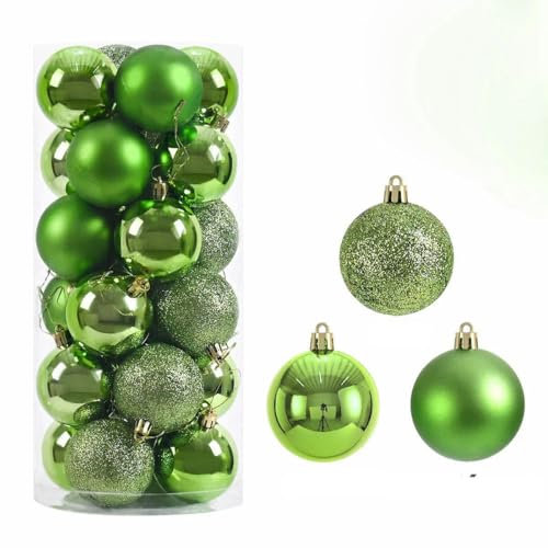 24 pezzi di palline di Natale 4/6 cm, grandi palline di Natale, ornamenti pendenti per albero di Natale, decorazioni per feste in casa, regali di Capodanno, accessori per Navidad, verde chiaro, 6 cm