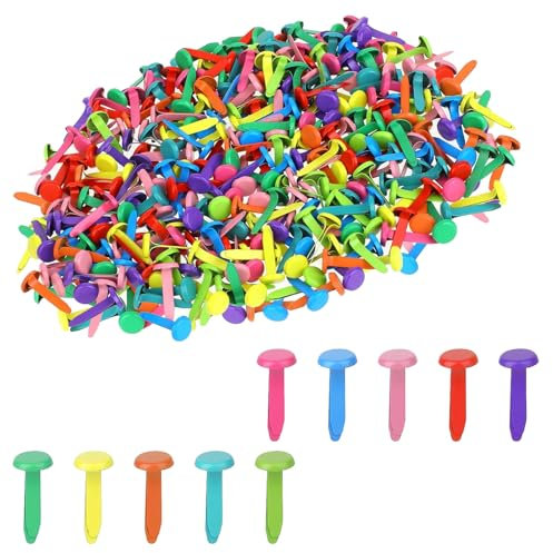 ANYUANKW 300 Stück Mini Brads Musterklammern Metall Bunte Brads Rundkopfklammern Verwendet für Scrapbooking Basteln DIY Kunsthandwerk