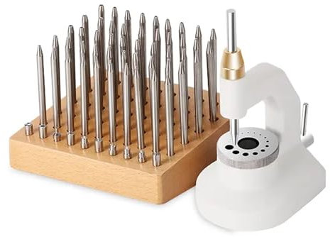 Good Homie Stopfwerkzeug für die Uhrenreparatur, mit 50 Stempeln und 10 Stempeln, Pressset, Uhrmacher-Stanzset, Juwelierwerkzeug, für Nietarbeiten bei Uhrmachern