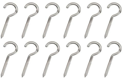 MindWissUp 12 Pezzi Ganci a Vite con Anello Aperto da 2.2 pollice/55mm, Ganci a Vite per Soffitto Nichelati, per Pareti Interni ed Esterni, per Appendere Piante, Tazze, Mensole per Cucina