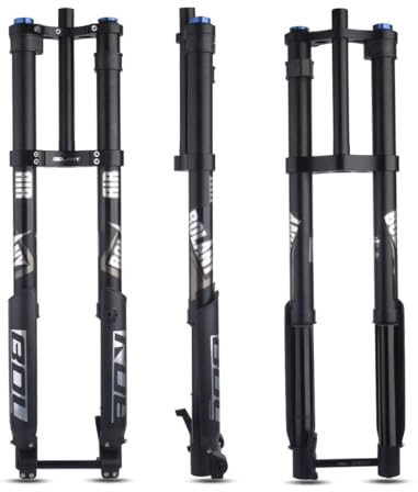 Fourche Inversée À Suspension De Vélo De Montagne 26 27.5 29 Universelle Fourche À Air VTT Voyage 160mm DH Double Épaule Fourche Avant Verrouillage Manuel 15*110mm Boost Réglage Du Rebond(Straight)