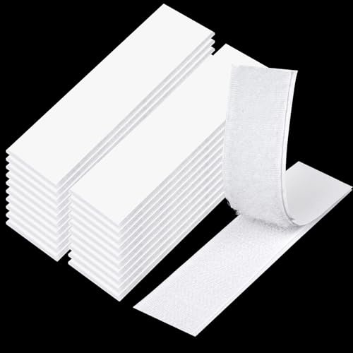 Klettband Selbstklebend Weiß 20 Stück, 2,5 × 10 cm Klettverschluss Selbstklebend Extra Stark, Doppelseitiges Klebeband zum Nähen, DIY-Projekte, Bürobedarf, Bastelarbeiten