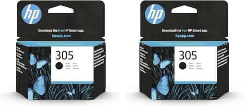 HP 305 3YM61AE, Negro, Cartucho Original de Tinta, Compatible con impresoras de inyección de Tinta DeskJet Serie 2700, 4100, Envy Serie 6020, 6030, 6420, 6430 (Paquete de 2)
