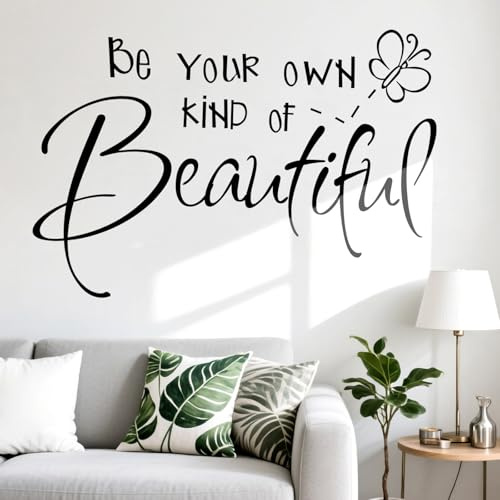 Inspirational Vinyl Wall Art Decals Be Your Own Kind of Beautiful Quote Wall Stickers Quote Butterfly Wall Art Home Decor Wallpaper for Living Room Bedroom Office Home Decoration
