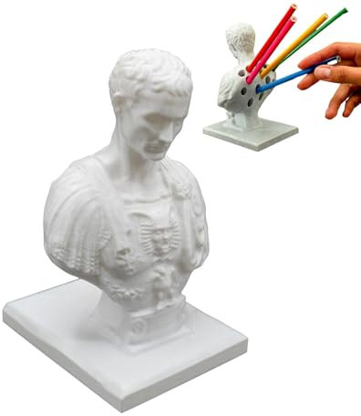 Julius Caesar Stifthalter, Kunstharz, Julius Caesar Büste Statue Stifthalter, 16,5 x 11,5 x 9 cm, kreativer Schreibtisch-Stiftbehälter, dekorativer Marker-Aufbewahrungshalter, Statue, Ornament für