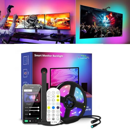 Glowsync HD – Smart LED TV Backlight Strip with Real-Time Screen Sync,USB Powered Strip Lights Behind Tv,Color Changing,Music Sync Tv Back Lighting with Remote & App Control (197(tvs 65–75”))