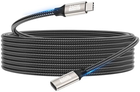 Cable de extensión USB C de 2m,240W/20Gbps/5K@60Hz Extensor USB C 3.2,4K@144Hz Cable de extensión video tipo C macho a hembra Compatible con iPhone 16/15/MacBook Pro/iPad Pro/XPS 15/Galaxy S24/Laptop