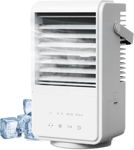 Climatiseur Mobile 1000ML,Rafraîchisseur d'Air avec Brumisation [Faible Conso] - Ventilation 3 Vitesses, Oscillation 90°, Type-C - Réservoir 1L Silencieux pour Maison/Bureau