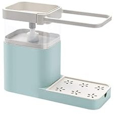 ATMRC Dispenser Sapone Bagno Dispenser di Sapone Dispenser Automatico di Sapone 3 in 1, Porta Spugna da Cucina + Porta strofinaccio, Design Innovativo Dispenser Detersivo(Green)