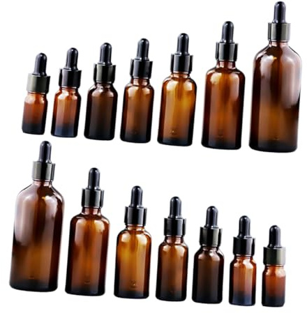 STOBAZA 14Pcs Brown Glass Essential Oil Dropper Bottles Sealed Vials for Aromatherapy DIY Crafts Travel and Safe Liquid Perfume Holder