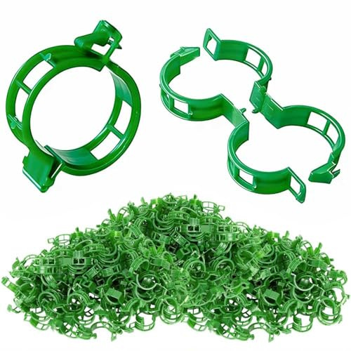 HIULLEN Pflanzenclips, 250 Stück Pflanzenklammern Tomatenclips, Pflanzen Clips Kunststoff, Tomatenhaken, Ranken Clips, Pflanzen Sicherung für Pfeffer Gurke Reben Tomaten,Blumen und andere Rankpflanzen