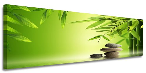 Visario 120 x 40 cm Bild auf Leinwand Feng Shui Bambus 5713-SCT deutsche Marke und Lager - Die Bilder/das Wandbild/der Kunstdruck ist fertig gerahmt