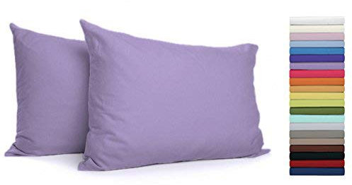 Coppia Federe con Patella di 25 cm per Guanciali 100% Cotone Misura cm 50x80 Colore LILLA Made in Italy 57 fili al cm2