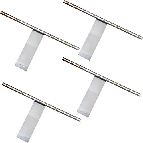Loops 4 Pack | Over Cabinet LED Light & Driver Kit | Aluminium & Cool White | Kitchen Cupboard Downlight | Bathroom Make-Up Mirror Spotlight | Wardrobe Draers & Unit Lighting | Overhang Reading Lamp