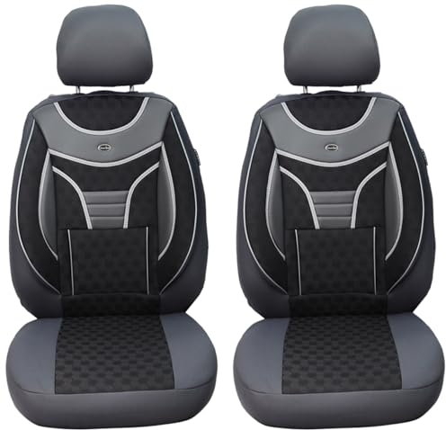 Maß Sitzbezüge für Auto Sitze kompatibel mit Seat Ibiza 4 6J/6P 2008-2017 Fahrer und Beifahrer Schonbezüge Sitzschoner Sitzbezug FB:906 (Grau/Schwarz)