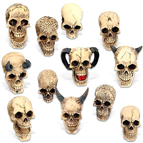 mtb more energy [12er Set] Deko Totenkopf ''Hell's Army'' - Verzierte Totenschädel Sammelfiguren - Höhe 4-6cm - Figur Dekoration Horror Fantasy