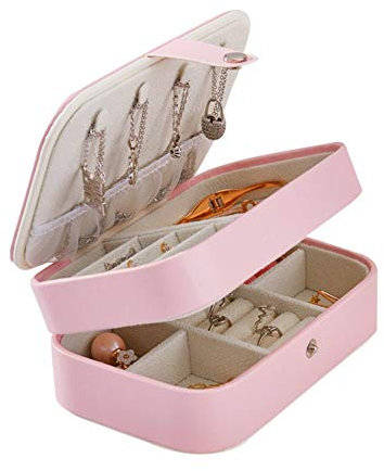 Gofeibao Schmuckschränke Schmuckkästen Multifunktions-Schmuckkästchen Trinket Box Ohrring Box Veranstalter Stud Aufbewahrungsbox Große Schmuckschatulle pink