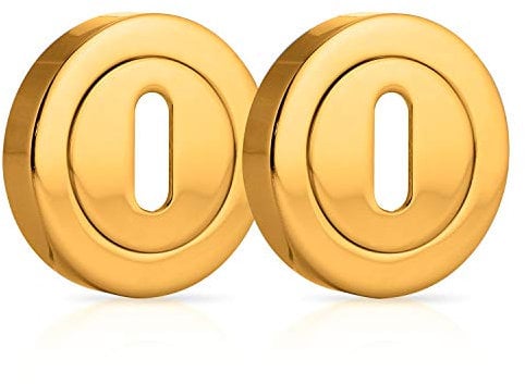 XFORT® 2 Pack Standard Escutcheons Polished Brass, Escutcheon Keyhole Cover, Mortice Door Lock Cover For Security And Protection From Key Damage, Durable Escutcheon Plate With Concealed Screws.