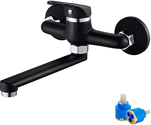 Robinet de cuisine mural pour évier de cuisine - Robinet de lavabo - Mitigeur monocommande - Rotatif à 360 ° - Chromé - Type 2