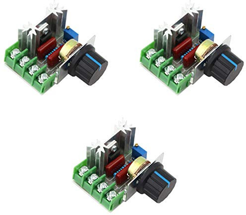 ATEC - Variatore di Tensione Alternata, ideale per Resistenze Elettriche, Ventole e Lampade Dimmerabili (SCR2000W (3Pz))