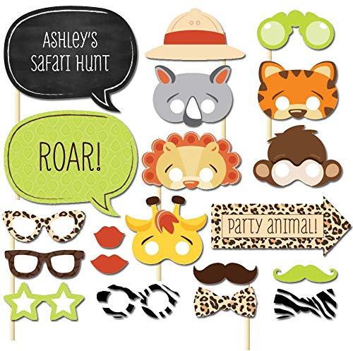 Photo Booth Requisiten Kit, 20 Stück Foto Requisiten Photobooth, Kinder Party Foto Requisiten, DIY Foto Requisiten, Lustig Papier Wald Tier Themenfoto Requisiten für Kindergeburtstag, Party