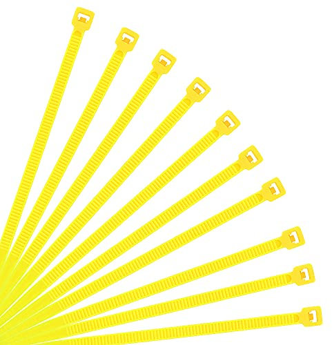 XINGO Yellow Cable Ties Pack of 500, 200mm x 3.6mm, Premium Nylon Durable Zip Ties, Self-Locking UV Resistant Nylon Plastic Wire Ties for Indoor and Outdoor
