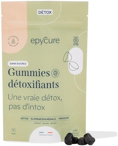 EPYCURE - Gummies Détoxifiants Sans Sucres - Lutte contre Prise de Poids, Fatigue, Problèmes de Peau & Digestion - 100% Naturel - Artichaut, Chicorée, Spiruline - 15 Jours - Vegan - Fabriqué en France