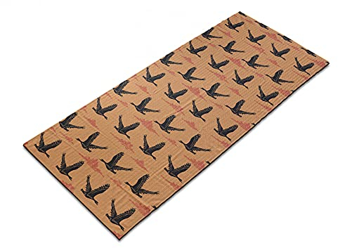 ABAKUHAUS Gänse Yoga-Mattenhandtuch, Flying Birds Sonnenuntergang Wolken, rutschfeste schweißabsorbierende Yoga Pilates Workout Pad Abdeckung, 64 cm x 178 cm, Dunkel Peach Koksgraue