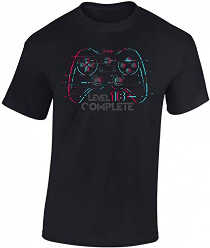 Baddery Jungen Gamer T-Shirt zum 16. Geburtstag : Level 16 Complete - Kinder Gaming Tshirt - Zubehör Geschenk (S)