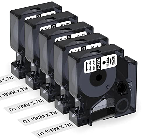 Aken Etikettenband Kompatibel mit Dymo D1 45803 19mm x 7m Schwarz auf Weiß S0720830S, Kompatibel mit Dymo D1 Schriftband 19mm für LabelManager 360D 420P 450D LM PNP