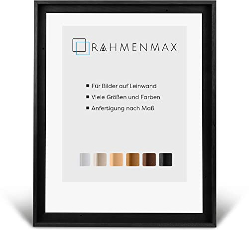 RahmenMax® Luzern Schattenfugenrahmen 30x50 cm aus lackiertem Massiv Holz/Rahmen für Leinwand/Bilderrahmen für Keilrahmen/Leinwandrahmen in Schwarz - Maßanfertigung möglich