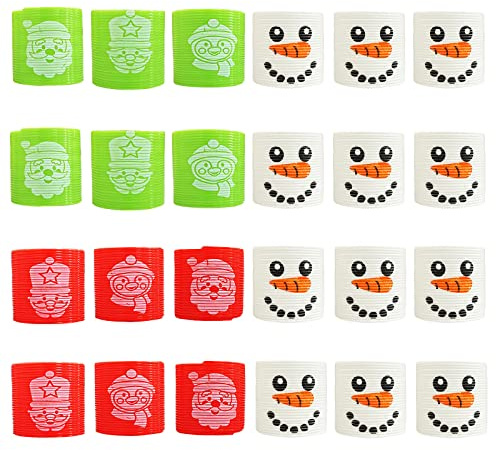 24 Stück Spirale Spielzeug Weihnachten,Federspielzeug Kinder Bunte Treppenläufer,Mitgebsel für Kindergeburtstag,Stressabbau Spielzeug für Festival Zubehör Christmas Mini Slinky Xmas Stocking Fillers
