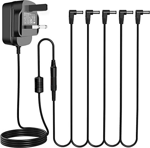 9V 1500mA Power Adapter Supply for Donner DPA-1 Guitar Pedal Supply Tip Negative with 5 Way Daisy Chain Cables