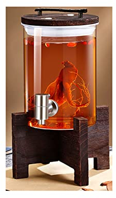 YYUINU Getränkespender, Glasflasche Wein Einweichen, Weinglas, Saftspender mit Wasserhahn, Vintage-Stil,5L