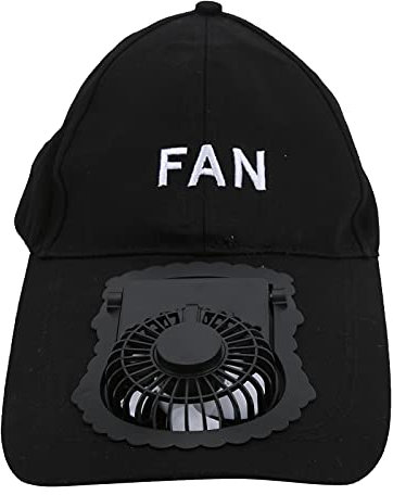 Fan Hat,Portable Rechargeable Sun Protection Fan Cap,Wear Resistant ABS Adjustable Sun Hat for Head Circumference of 18.5‑23.6 Inches(13.4in-Black)