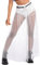 Festival Outfit Damen Rave Techno Sexy 2 in 1 Transparent Mesh Rock Shorts High Waist Maxirock Y2K Glitzer Sterne Pailletten Gothic Tüllrock Teenager Mädchen Party Streetwear Clubwear Weiß M