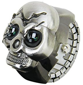 Gsrimgratoe Bronze Flip-Up Uhrenabdeckung mit Ring, elastisch, Armband für Unisex – Batterie inklusive, ideal für Liebhaber, Armband