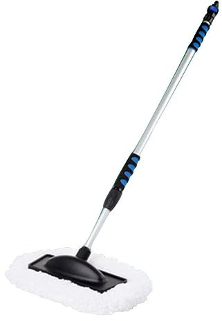 Kit Nettoyage Panneaux Photovoltaïques, Brosse De Lavage Telescopique Toiture avec Raccord De Tuyau, Perche Telescopique Nettoyage Toiture pour Laver Les Voitures, Bateaux.