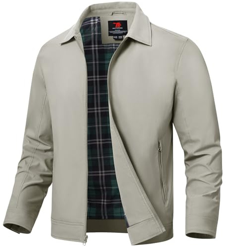 TBMPOY Men's Lightweight Jackets Casual Windbreaker Stylish Light Fall Spring Golf Work Dress Business Light Gray XL