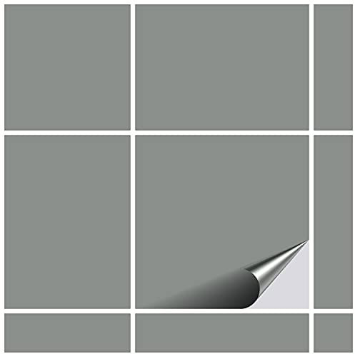 FoLIESEN - Fliesenaufkleber 9,5x9,5 cm | selbstklebende Fliesen-Folie für Bad & Küche | entfernbare Klebe-Folie für Wandfliesen Küchenrückwand & Bordüren | 80 Klebefliesen, .:Mittelgrau glänzend
