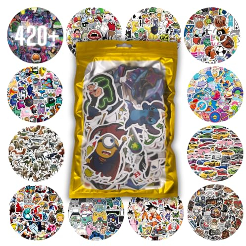 HNTR High Impact Edition Sticker Pack | 400+ Premium Vinyl Stickers | Gaming, Football, Cars, Superheroes, Space & More | Waterproof & Durable Decals | Gift-Ready Gold Pouch