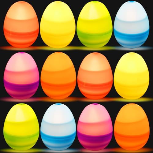 Luci Dell'Uovo di Pasqua, 12 Pezzi LED Candela Uovo a Forma di Senza Fiamma, Lampada Candela Uovo LED, Luci di Uova Alimentata Batteria Decorazione Colorata, Uova di Pasqua Luci