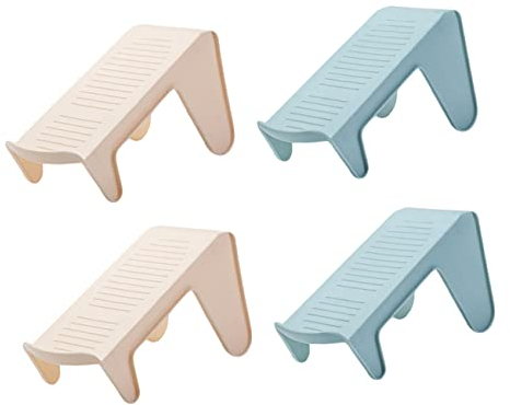 MAGICLULU Zapatero Práctico Organizador De Zapatos Doble Capa, Tamaño Individual, Material PP, Antideslizante y Resistente, para Uso Doméstico y Ahorro De Espacio, Pack De 4 Unidades Azul y Caqui