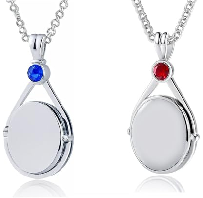 Aidenn h2o plötzlich meerjungfrau kette Set Halskette mit Mermaid Melody Weißer Zirkon Medaillon Anhänger, Personalisierte Amulett für Bilder Geschenk für Frauen Teenager Mädchen