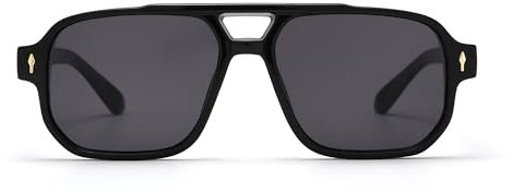 Pro Acme Classic Square Frame Sonnenbrille, Double Bridge 70s Vintage Sonnenbrille für Männer und Frauen(Grau)
