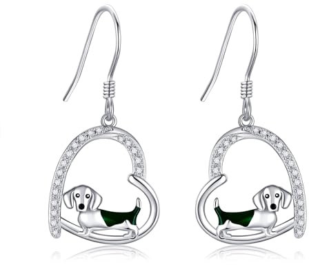 Dackel Ohrringe Silber 925 Dachshund Ohrhänger Hund Schmuck Dackel Geschenk Damen Hundeliebhaber